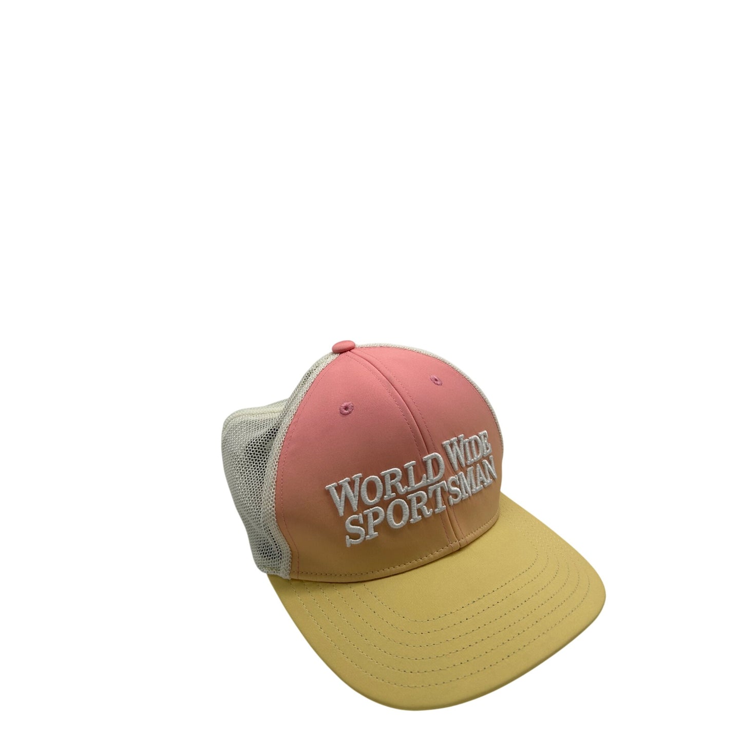 World Wide Sportsman Pink & Yellow Mesh Trucker Hat Adjustable Cap #6640