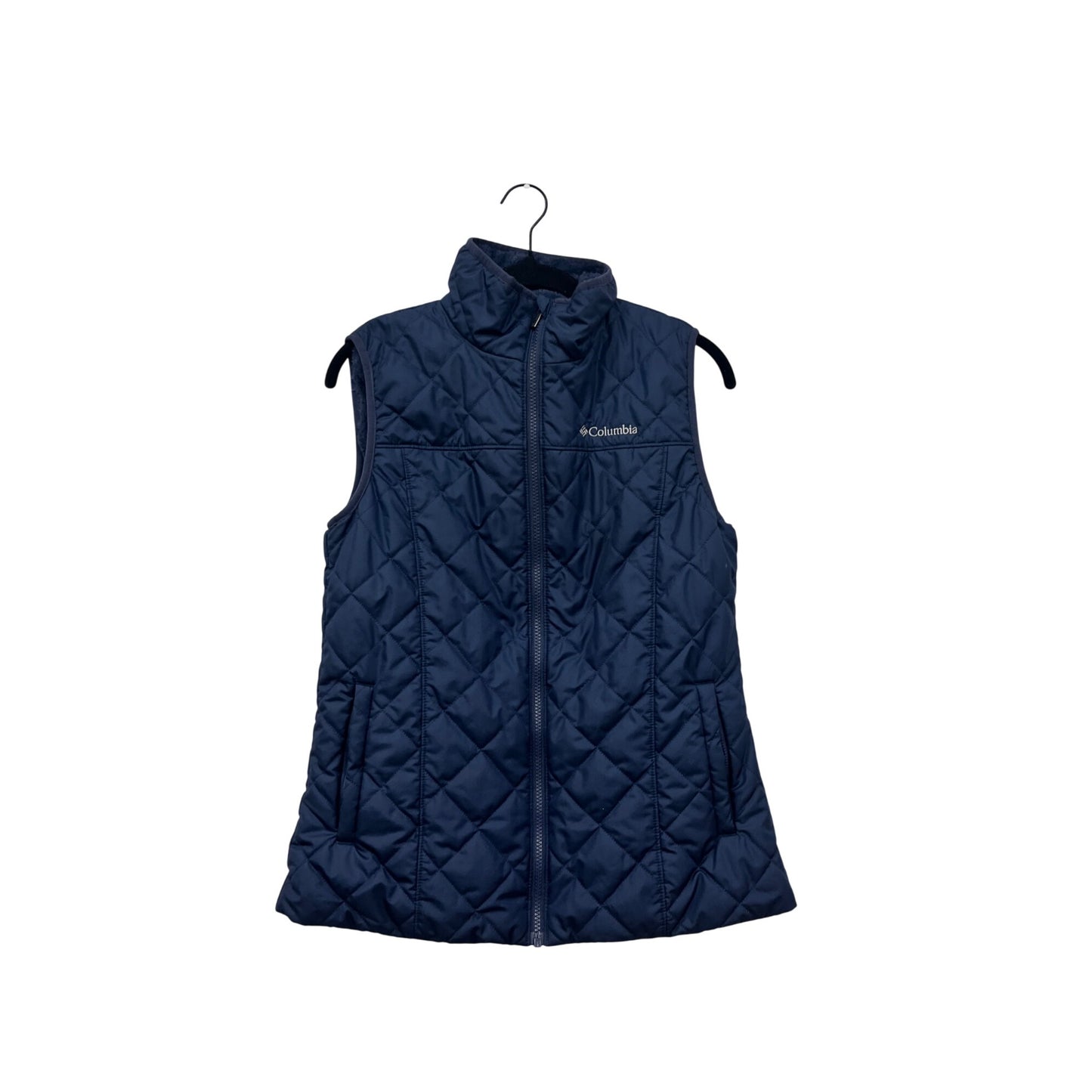 Columbia Womens Small Quilted Navy Vest With Fleece Lining #8165