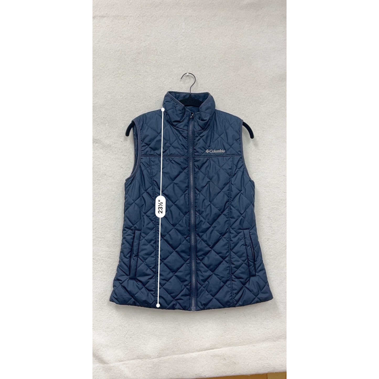 Columbia Womens Small Quilted Navy Vest With Fleece Lining #8165
