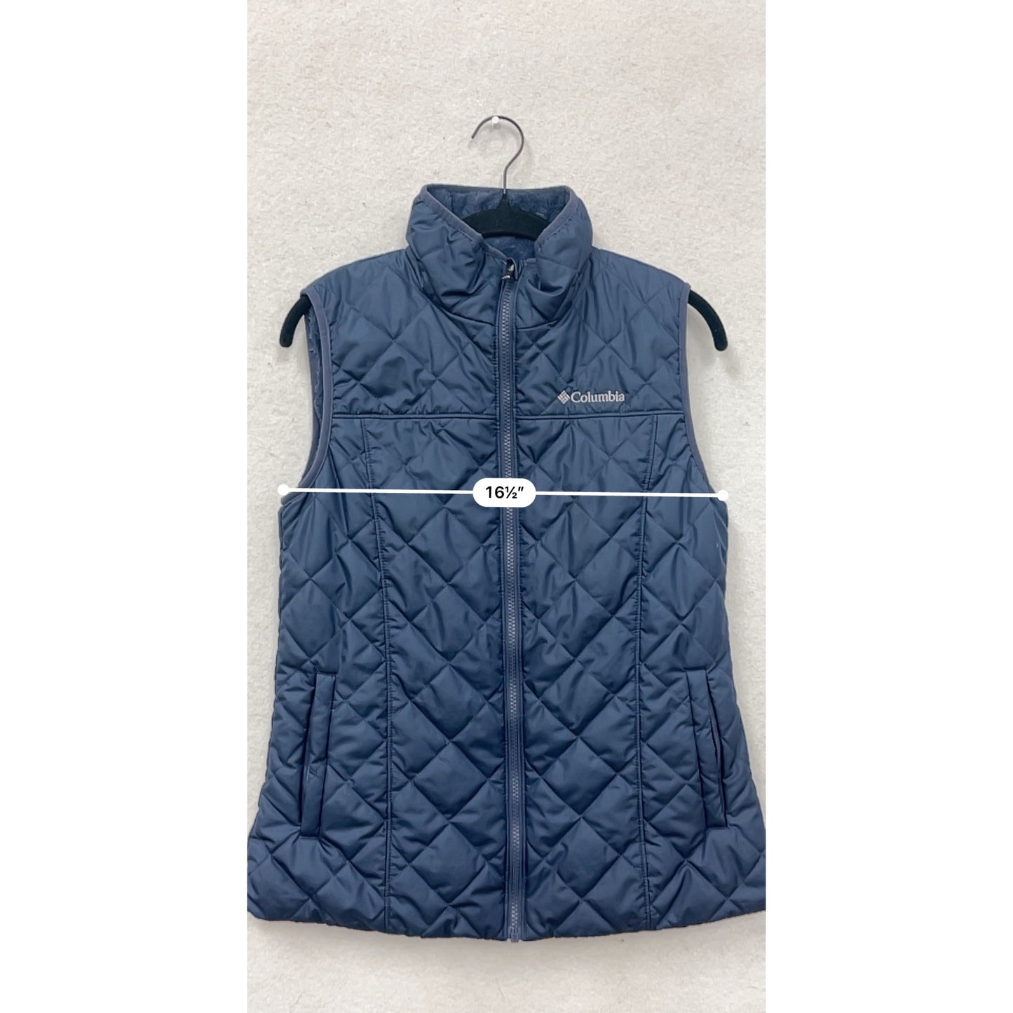 Columbia Womens Small Quilted Navy Vest With Fleece Lining #8165