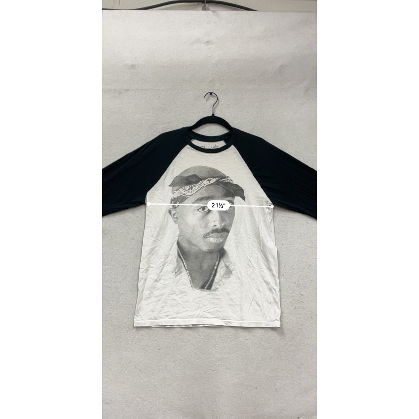 2Pac Long Sleeve Raglan T-Shirt Black & White Bravado Medium #740A