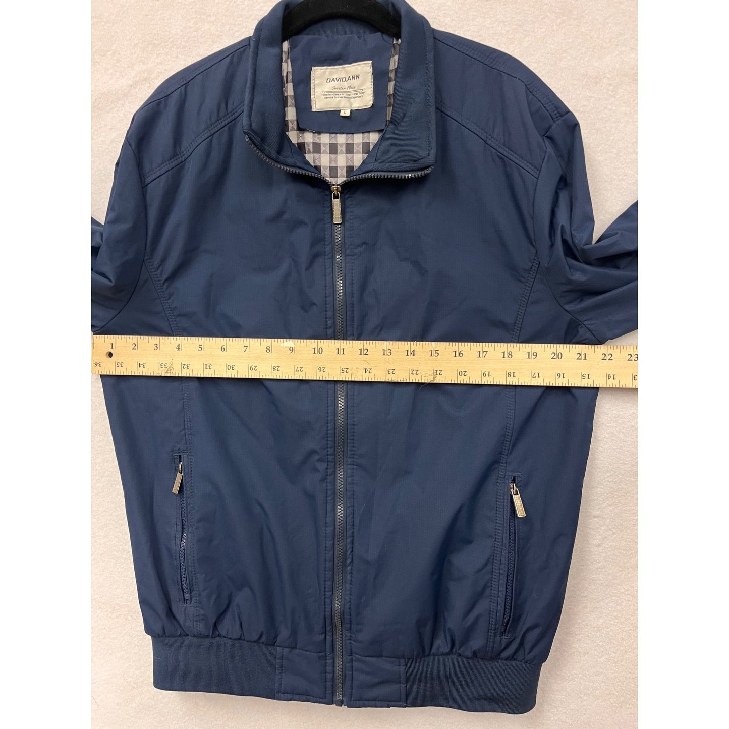 David.Ann Mens Large Blue Lightweight Bomber Jacket #6298