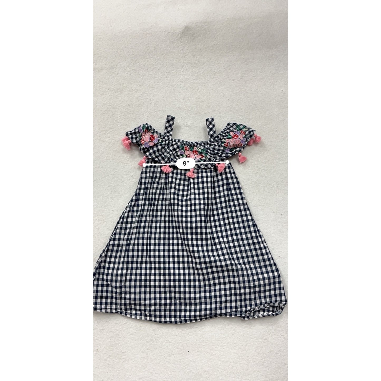 Tommy Bahama 2T Navy Gingham Cotton Dress #8479