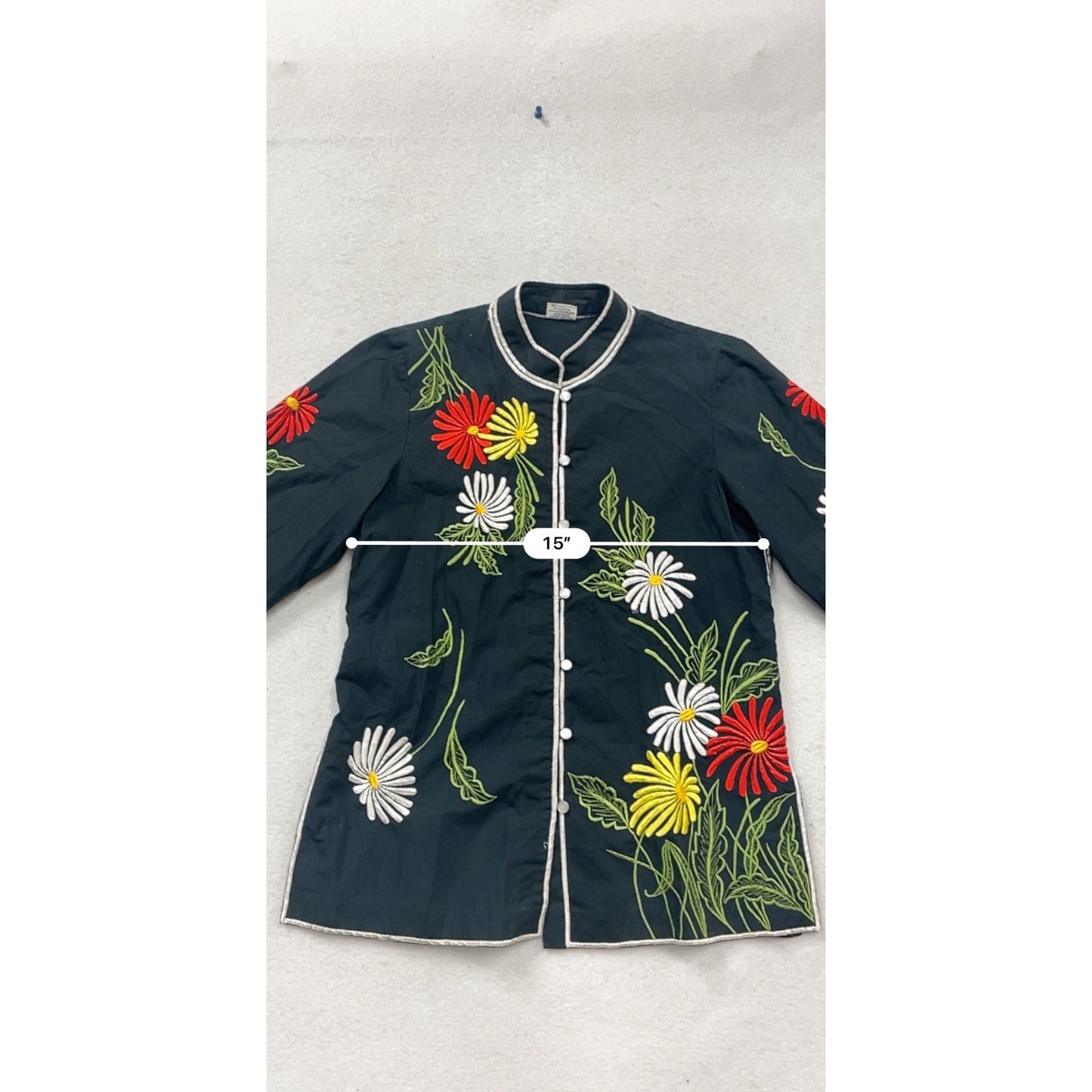 Chuch Floral Embroidered Black Button-Up #705A