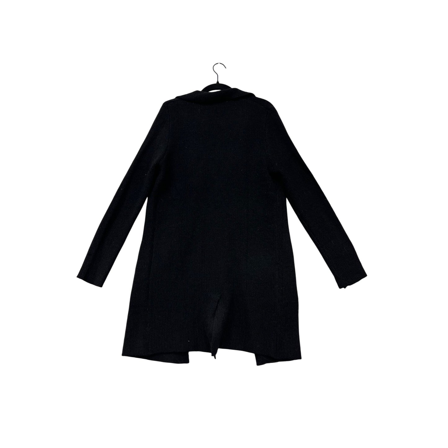 Womens Black Longline Double-Breasted Knit Cardigan #8970