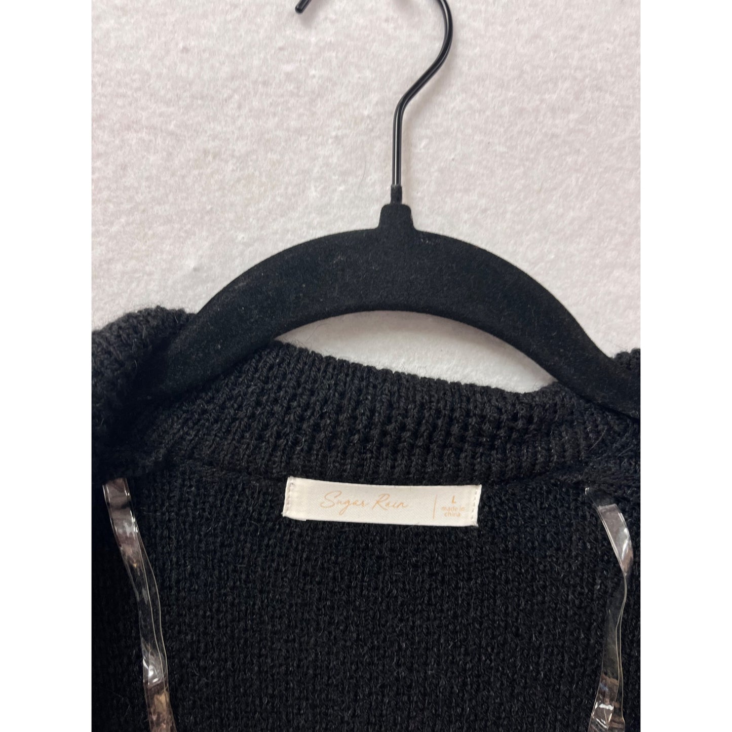 Womens Black Longline Double-Breasted Knit Cardigan #8970