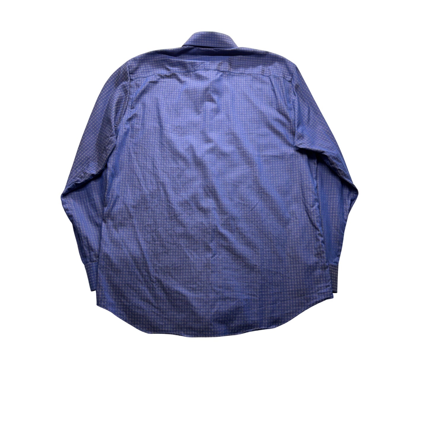 James Tattersall Shirt 17 1/2 Blue Pattern Long Sleeve Button-Up #9042
