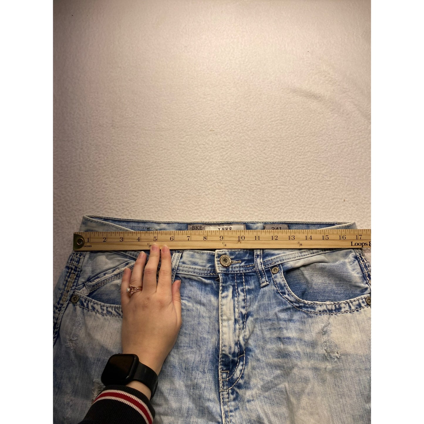 BKE Jake 34L Mens Distressed Light Wash Jeans #5728