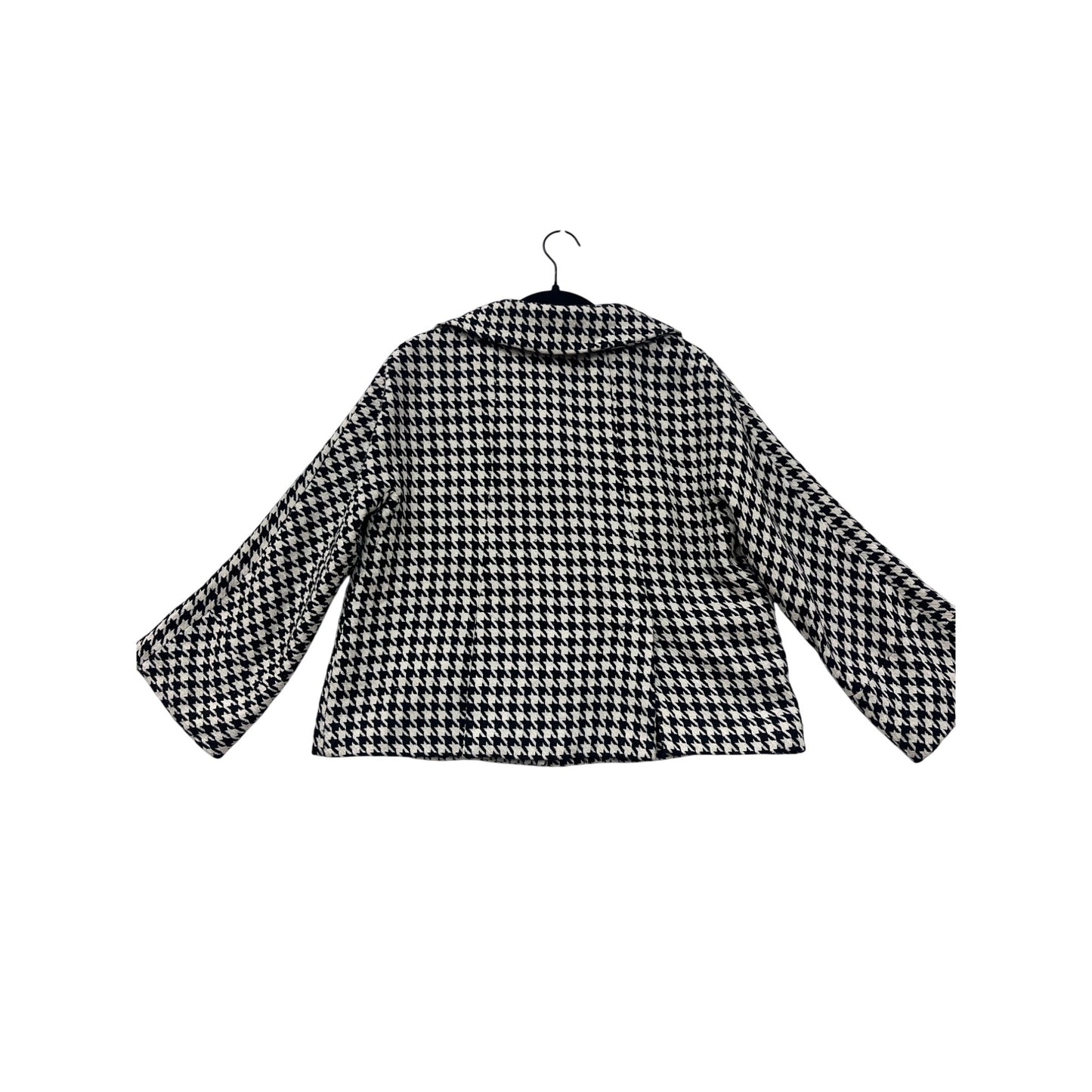 Womens Houndstooth Black & White Cropped Peacoat Jacket Medium By Lapis #6680