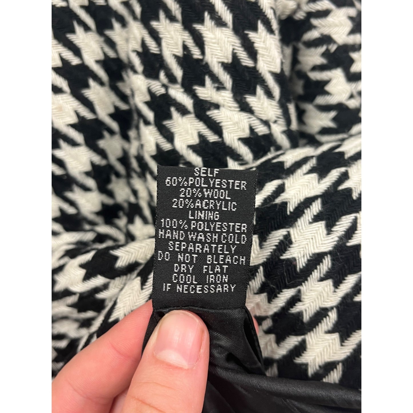 Womens Houndstooth Black & White Cropped Peacoat Jacket Medium By Lapis #6680