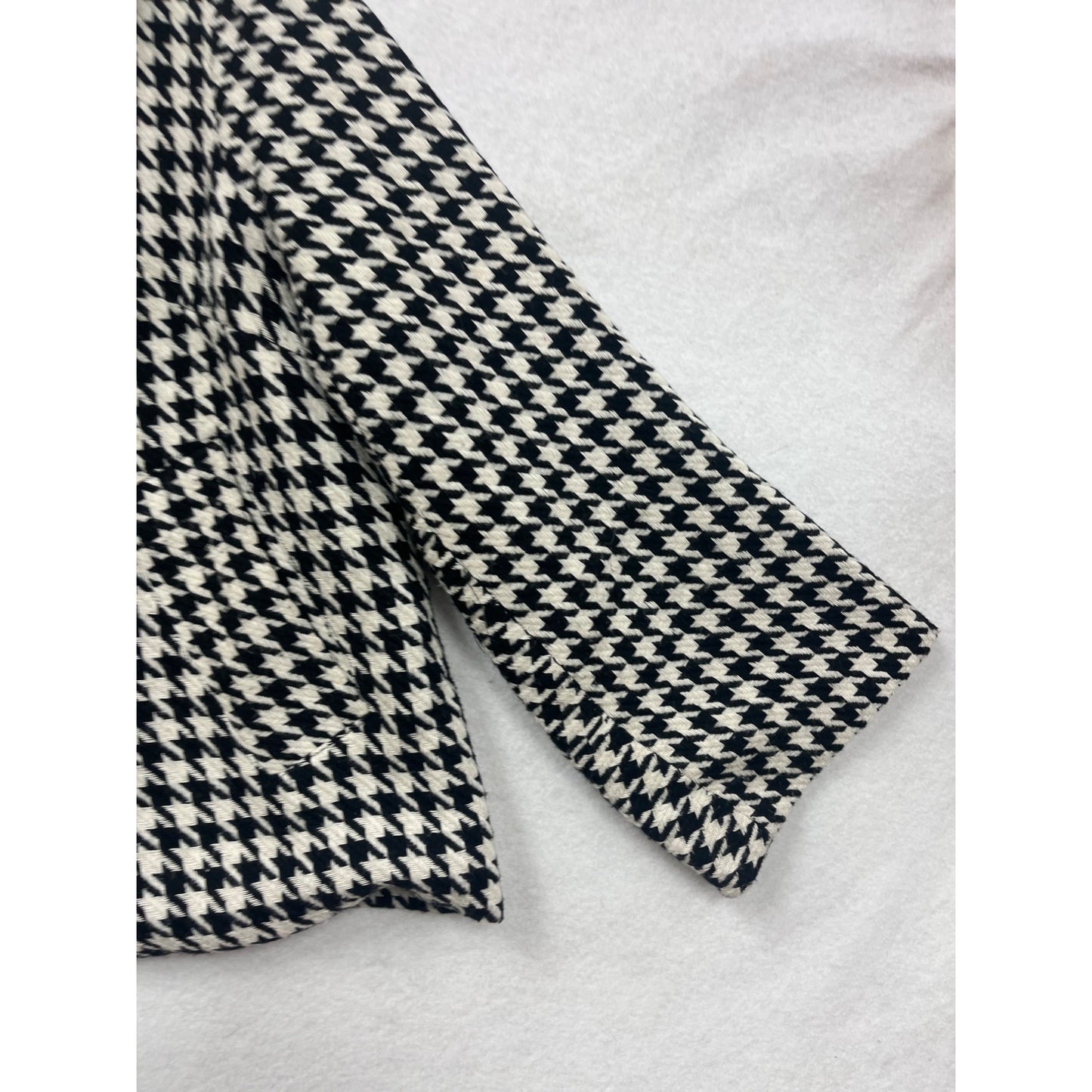 Womens Houndstooth Black & White Cropped Peacoat Jacket Medium By Lapis #6680