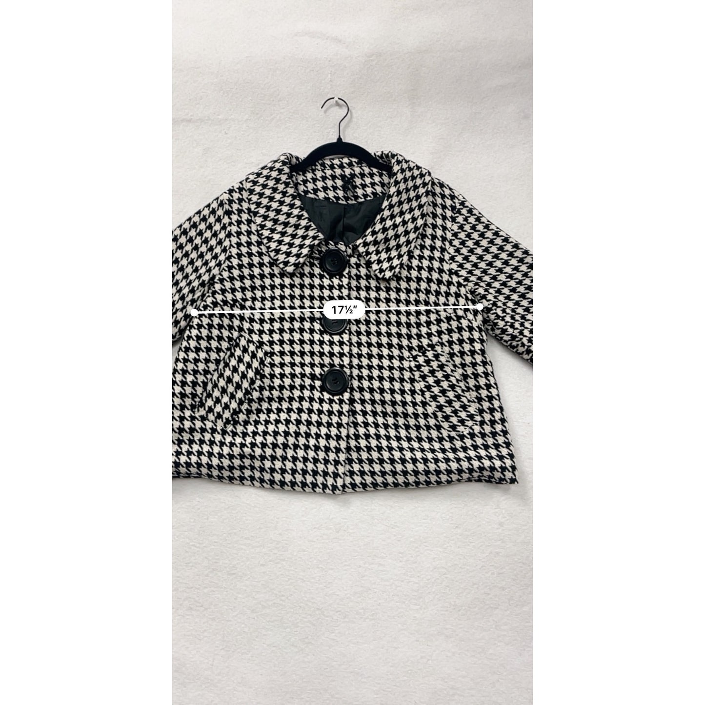 Womens Houndstooth Black & White Cropped Peacoat Jacket Medium By Lapis #6680