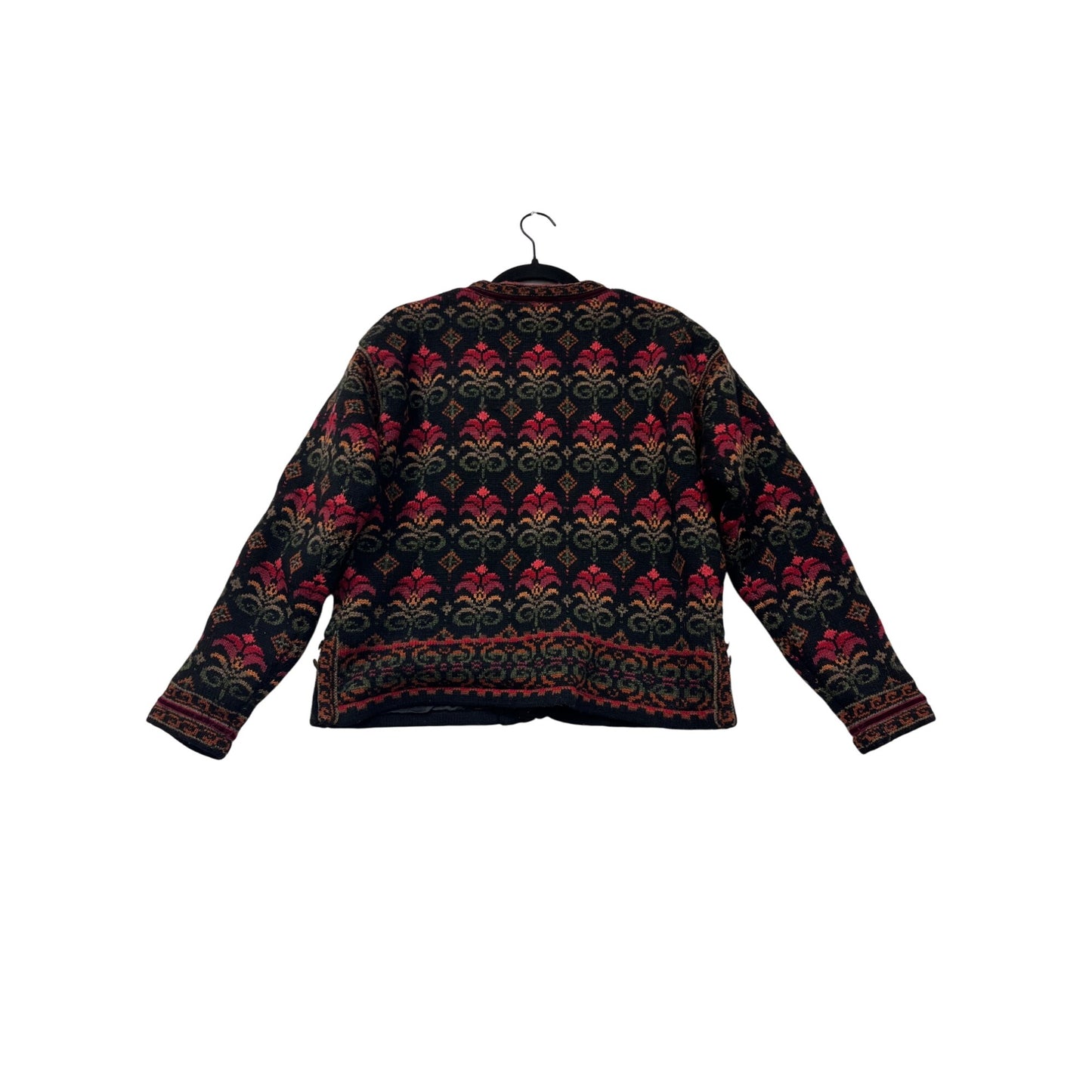 Womens Medium Icelandic Design Wool Cardigan Sweater #66A