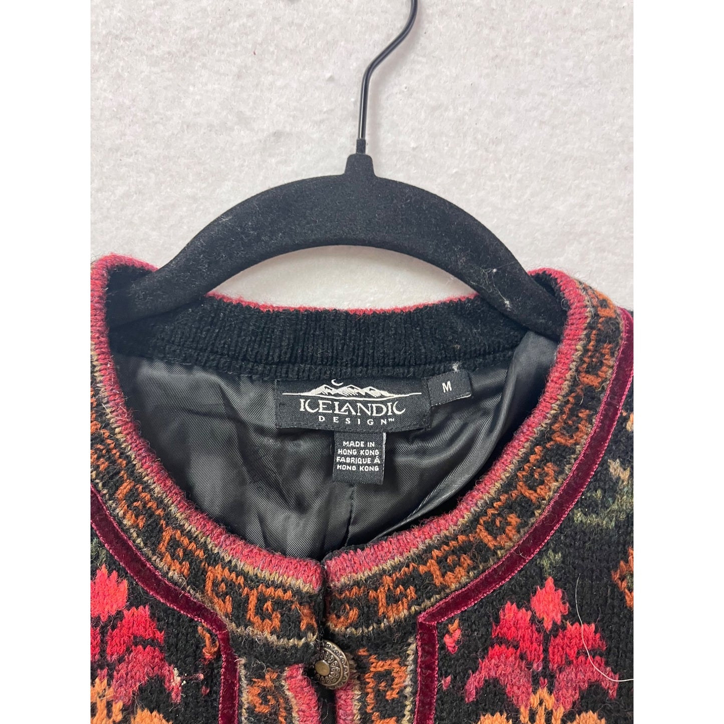 Womens Medium Icelandic Design Wool Cardigan Sweater #66A