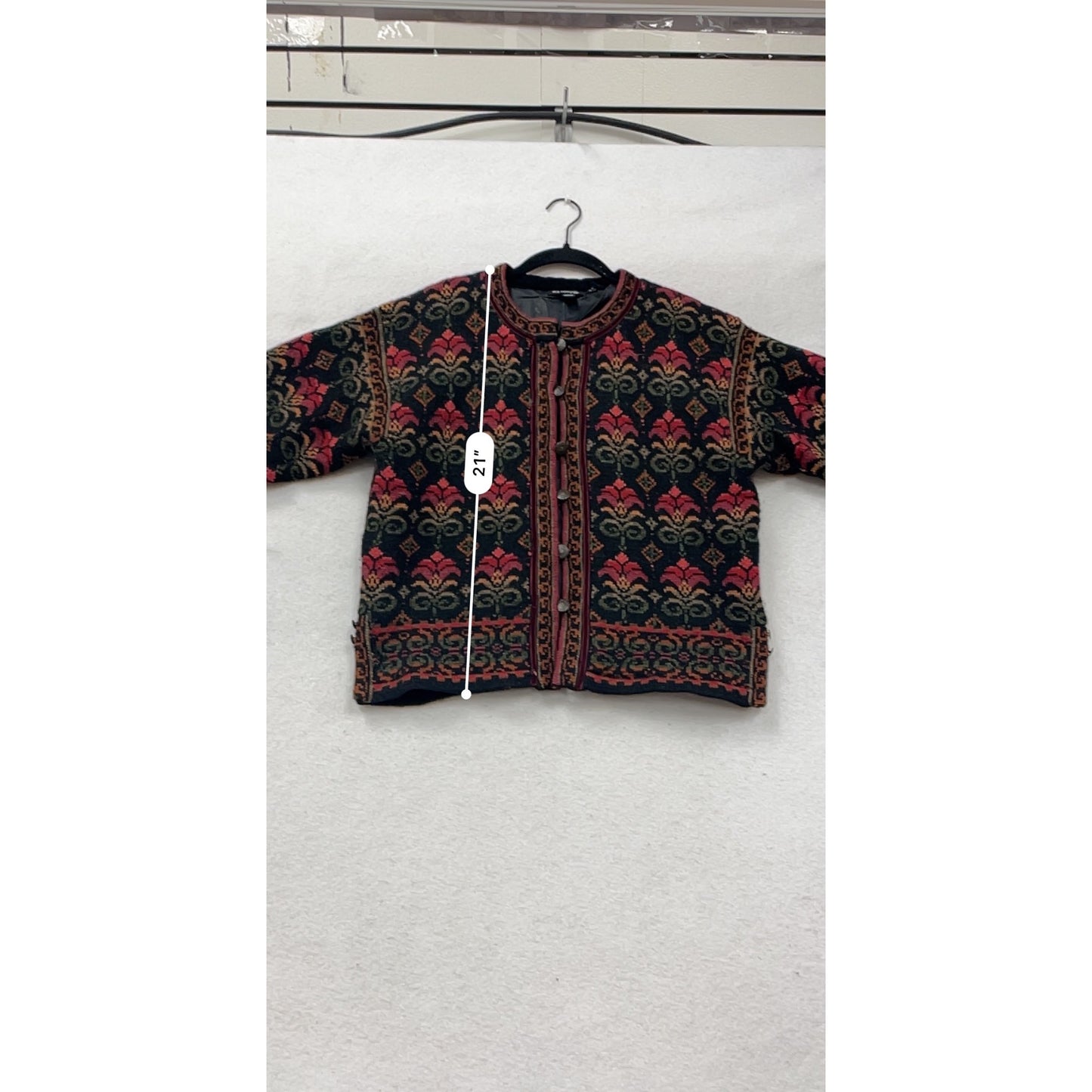 Womens Medium Icelandic Design Wool Cardigan Sweater #66A