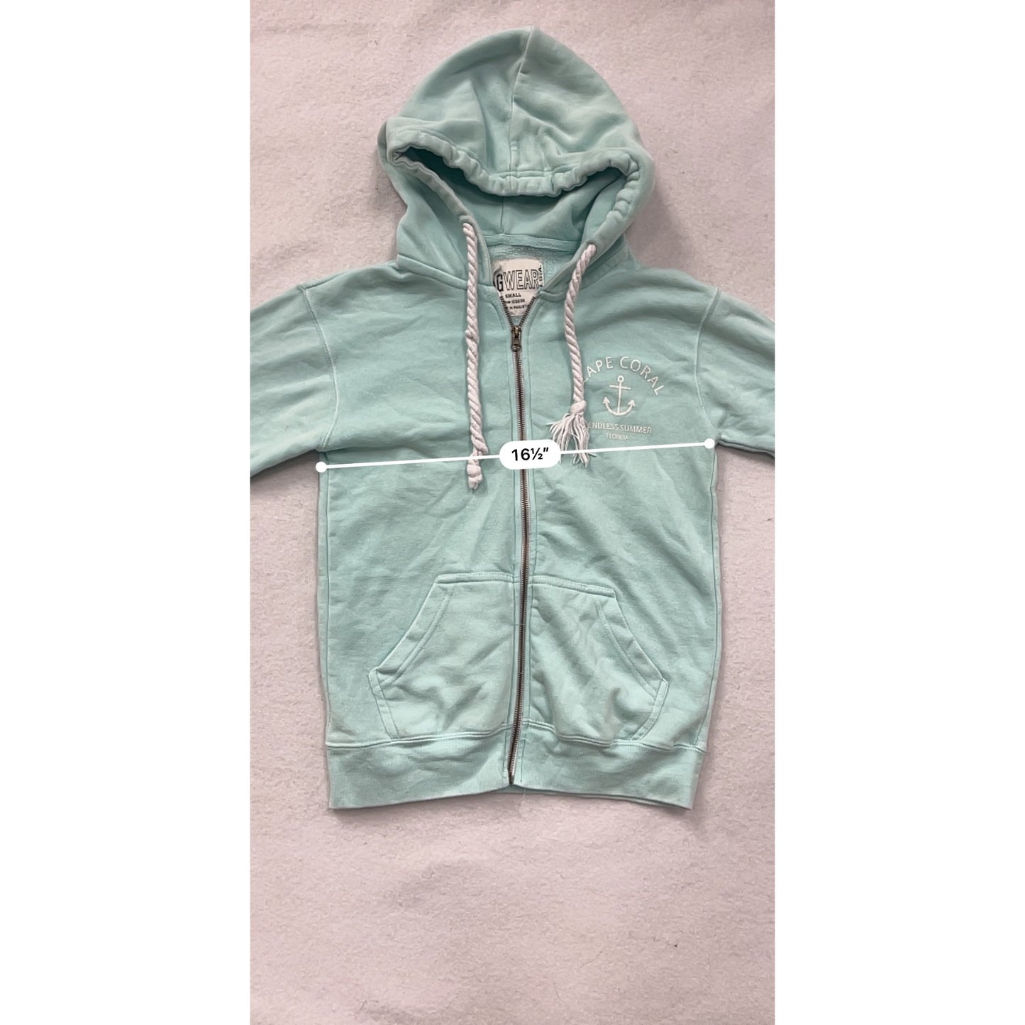 Small Ragwear Cape Coral Mint Hoodie Zip-Up With Pockets & Rope Drawstring #8590