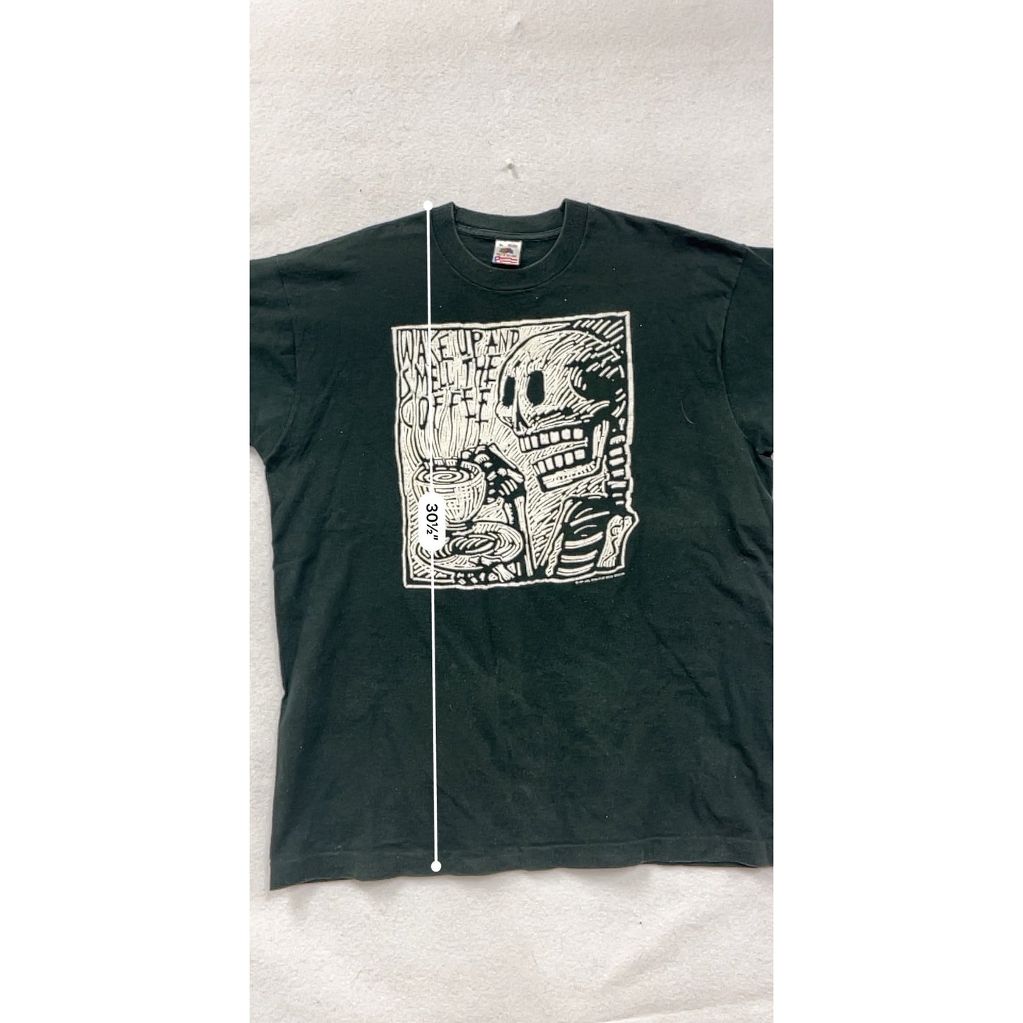 Vintage XL Black "Wake Up And Smell The Coffee" Graphic Tee #8422