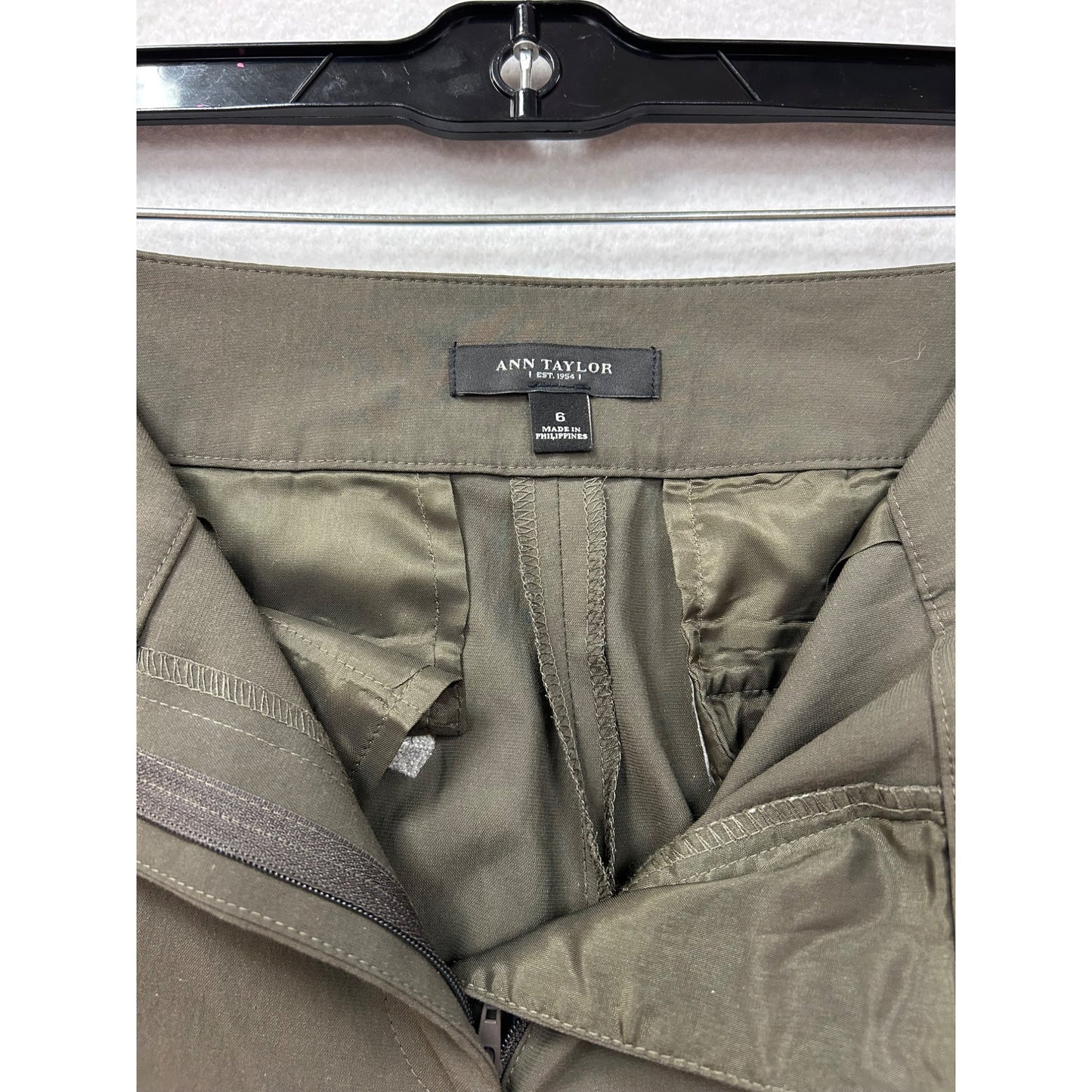 Ann Taylor Womens Wide-Leg Olive Green Dress Pants #6363