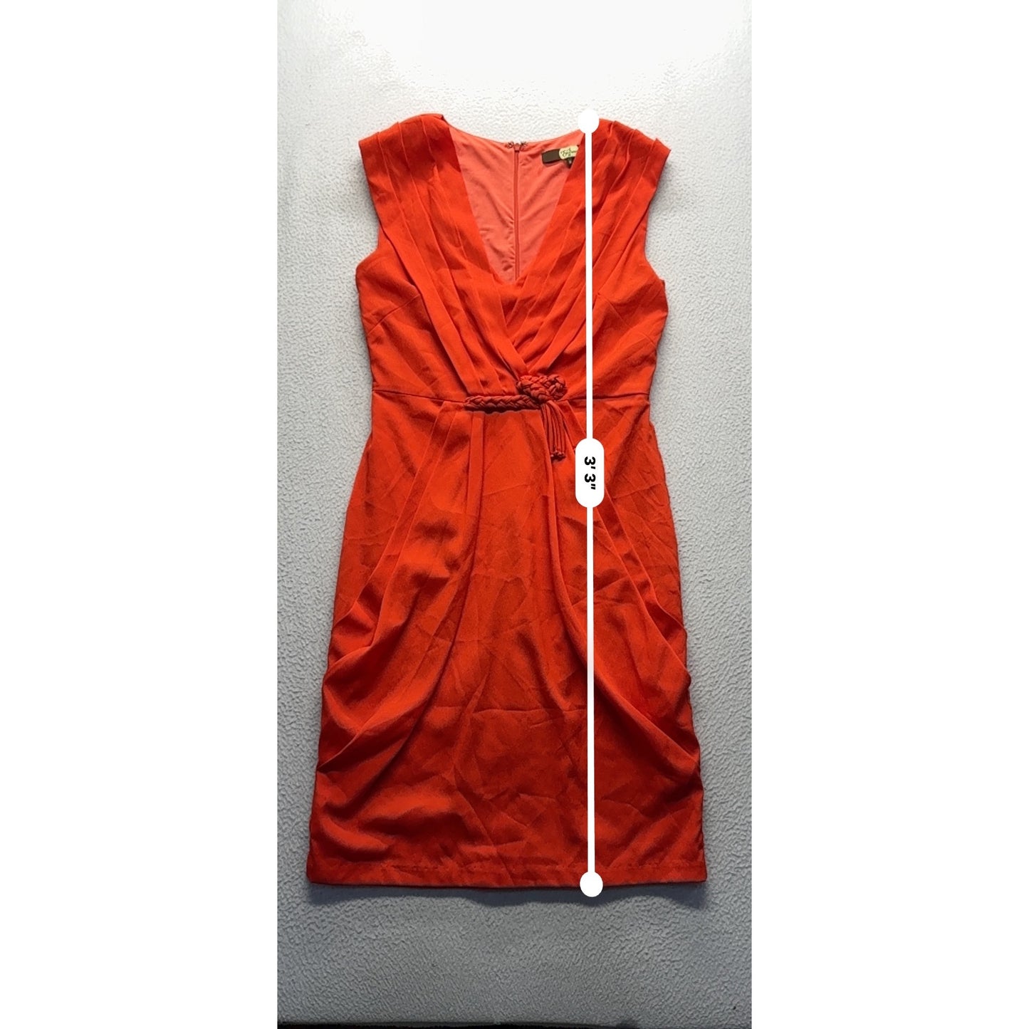 Eva Franco Red Sleeveless Draped Dress Size 6 Braided Waist Detail #261B