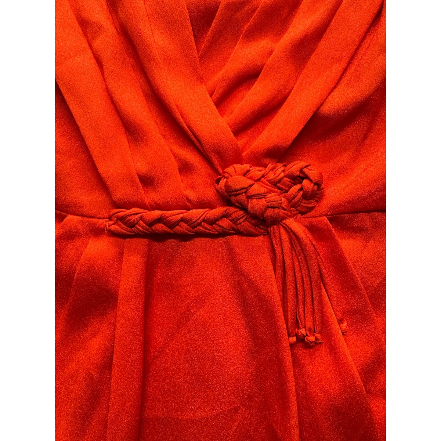 Eva Franco Red Sleeveless Draped Dress Size 6 Braided Waist Detail #261B