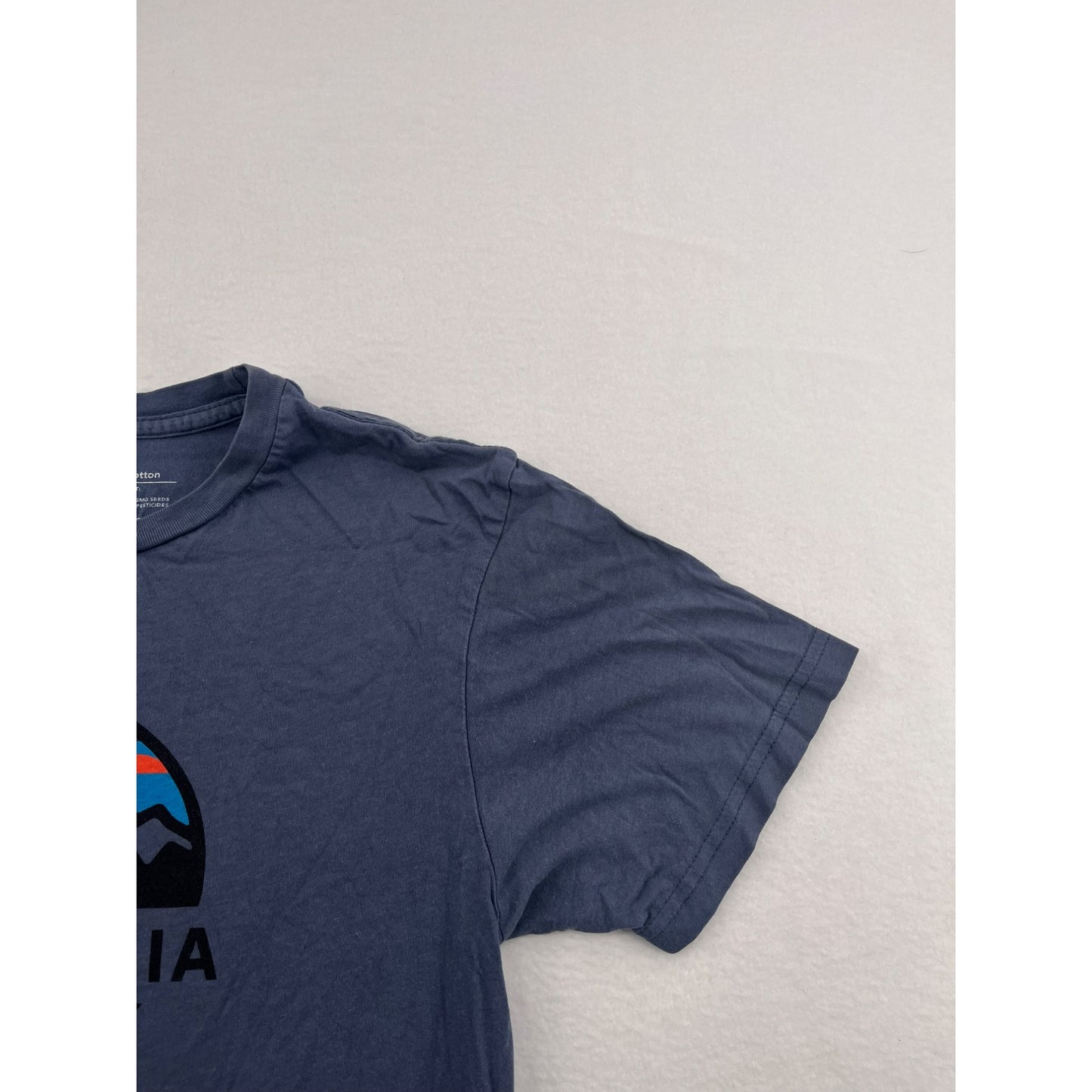 Patagonia Mens 1973 Logo T-Shirt S Slim Fit Organic Cotton Blue Tee #6222