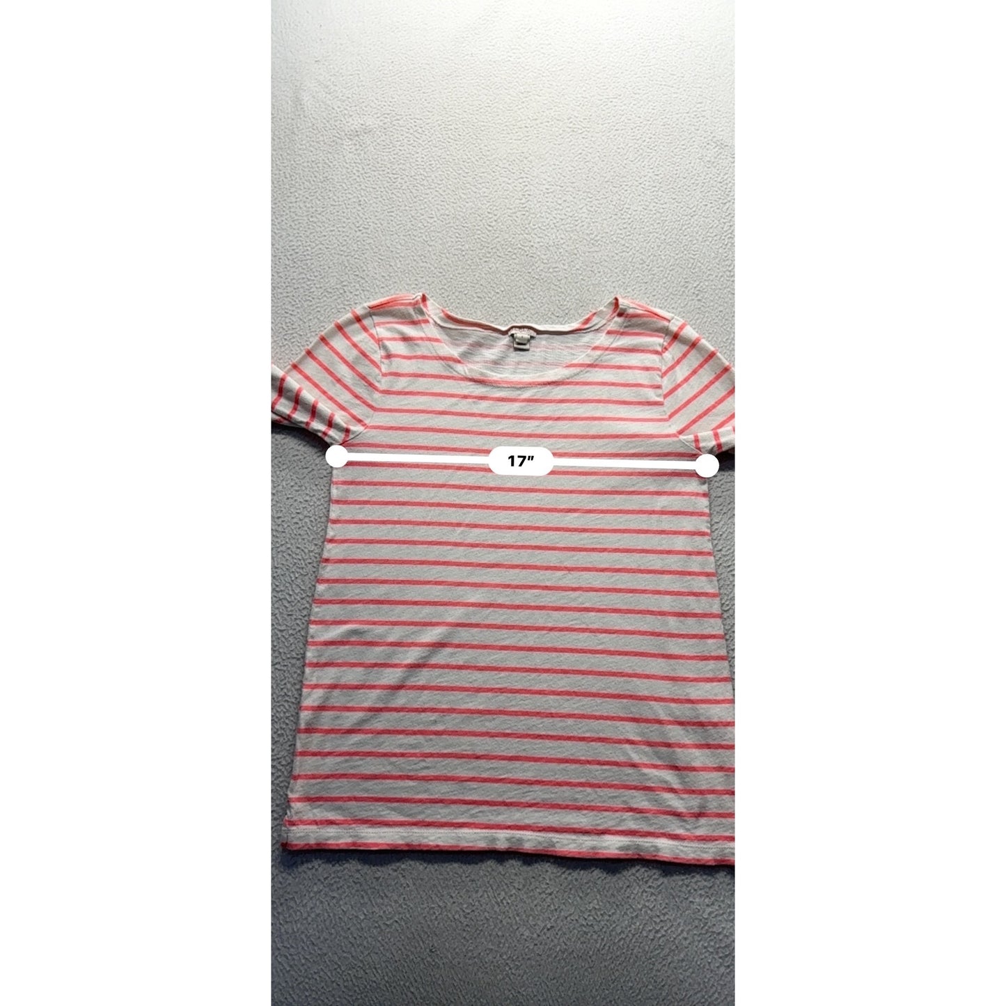 J. Crew Striped Lightweight Long Sleeve Shirt S White & Coral 237B