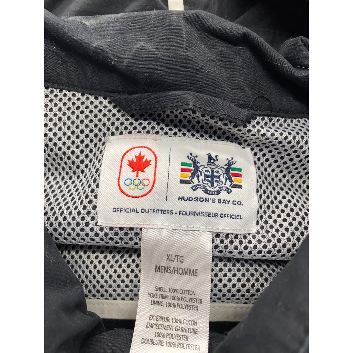 Canada Olympic Team Jacket Black & White Mens XL Windbreaker #7036