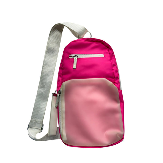 Pink Sling Bag With White Adjustable Strap #7674
