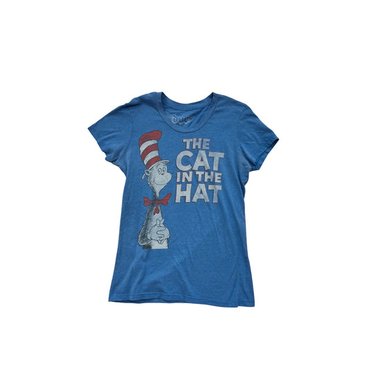 Dr. Seuss The Cat In The Hat Womens Blue Graphic T-Shirt Large #8196