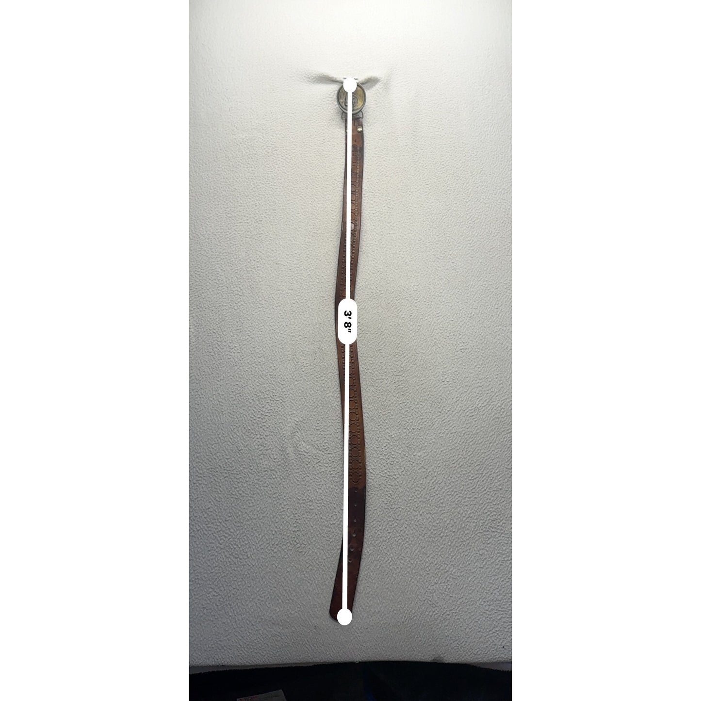 Vintage Artisan Leather Belt With Unique Sculptural Medallion Clasp 78B