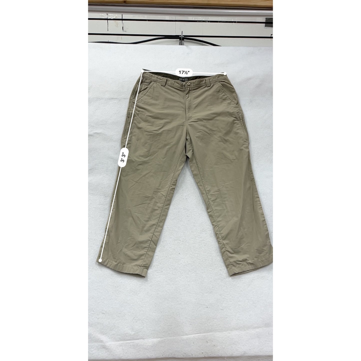 Mens REI Beige Nylon Casual Pants 38x30 Lightweight Travel Wear #8900