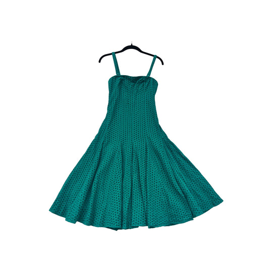 Maeve Anthropologie Teal Eyelet Fit & Flare Midi Dress #8740