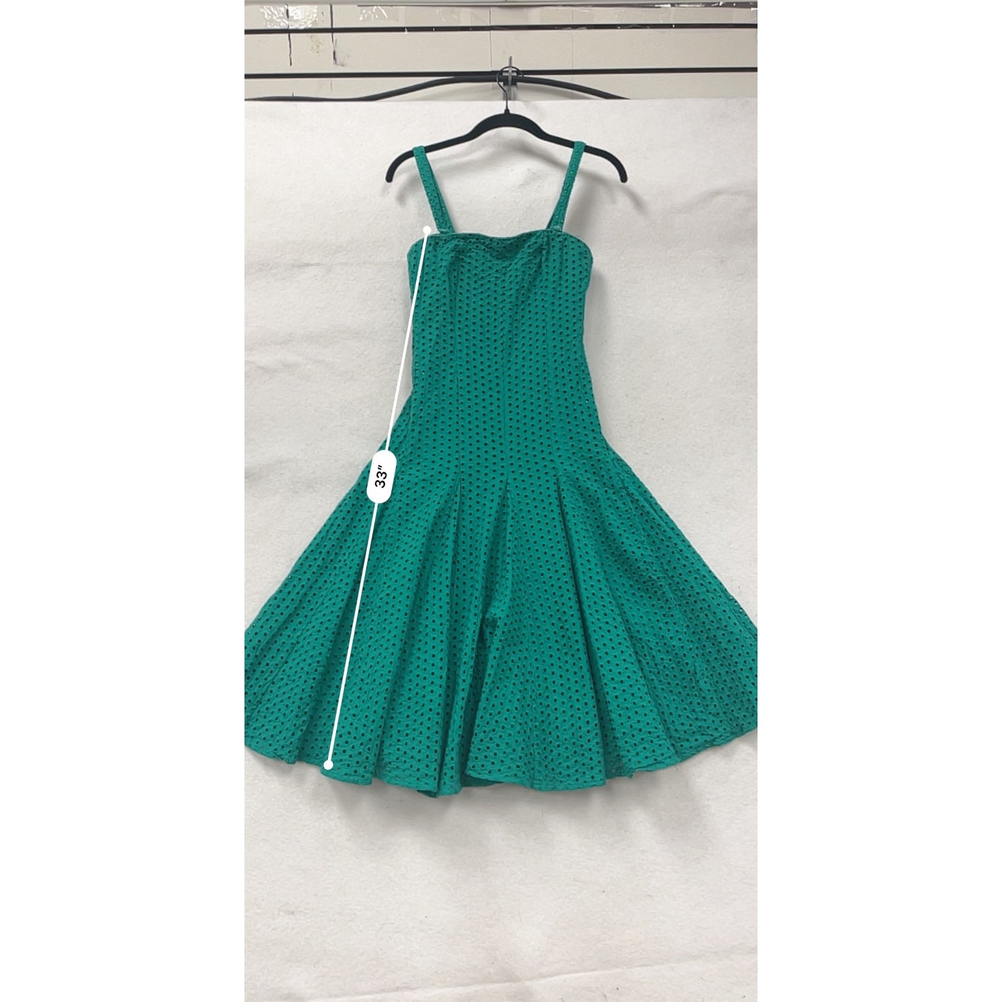 Maeve Anthropologie Teal Eyelet Fit & Flare Midi Dress #8740