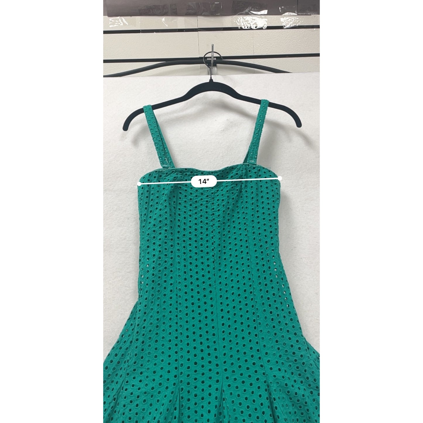 Maeve Anthropologie Teal Eyelet Fit & Flare Midi Dress #8740