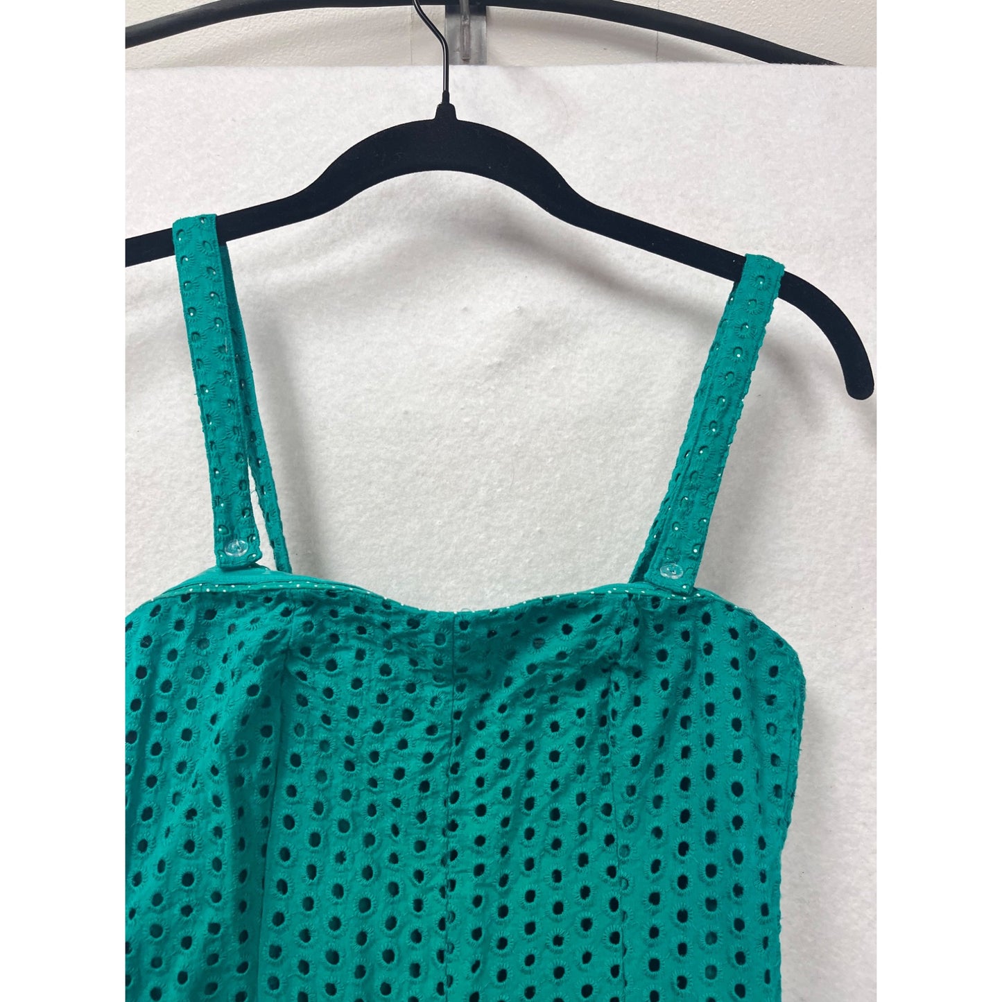 Maeve Anthropologie Teal Eyelet Fit & Flare Midi Dress #8740