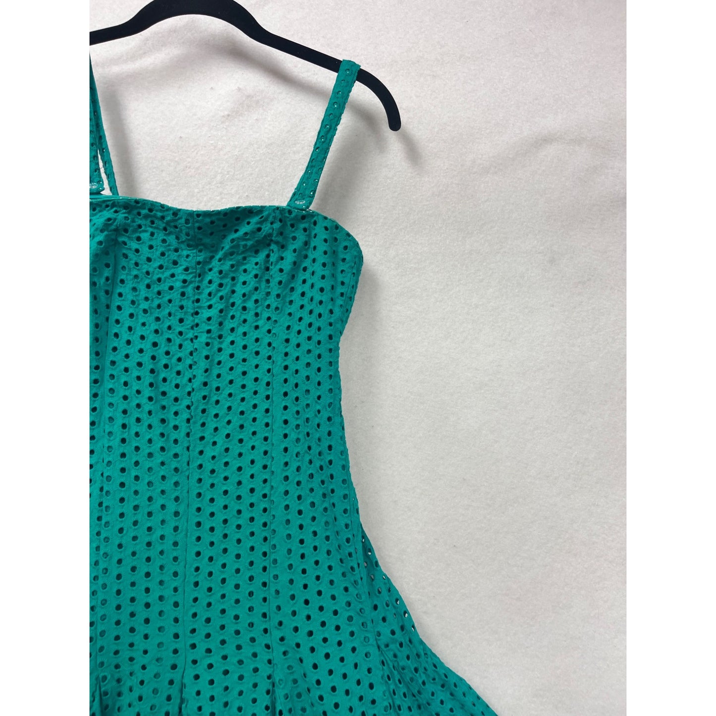 Maeve Anthropologie Teal Eyelet Fit & Flare Midi Dress #8740