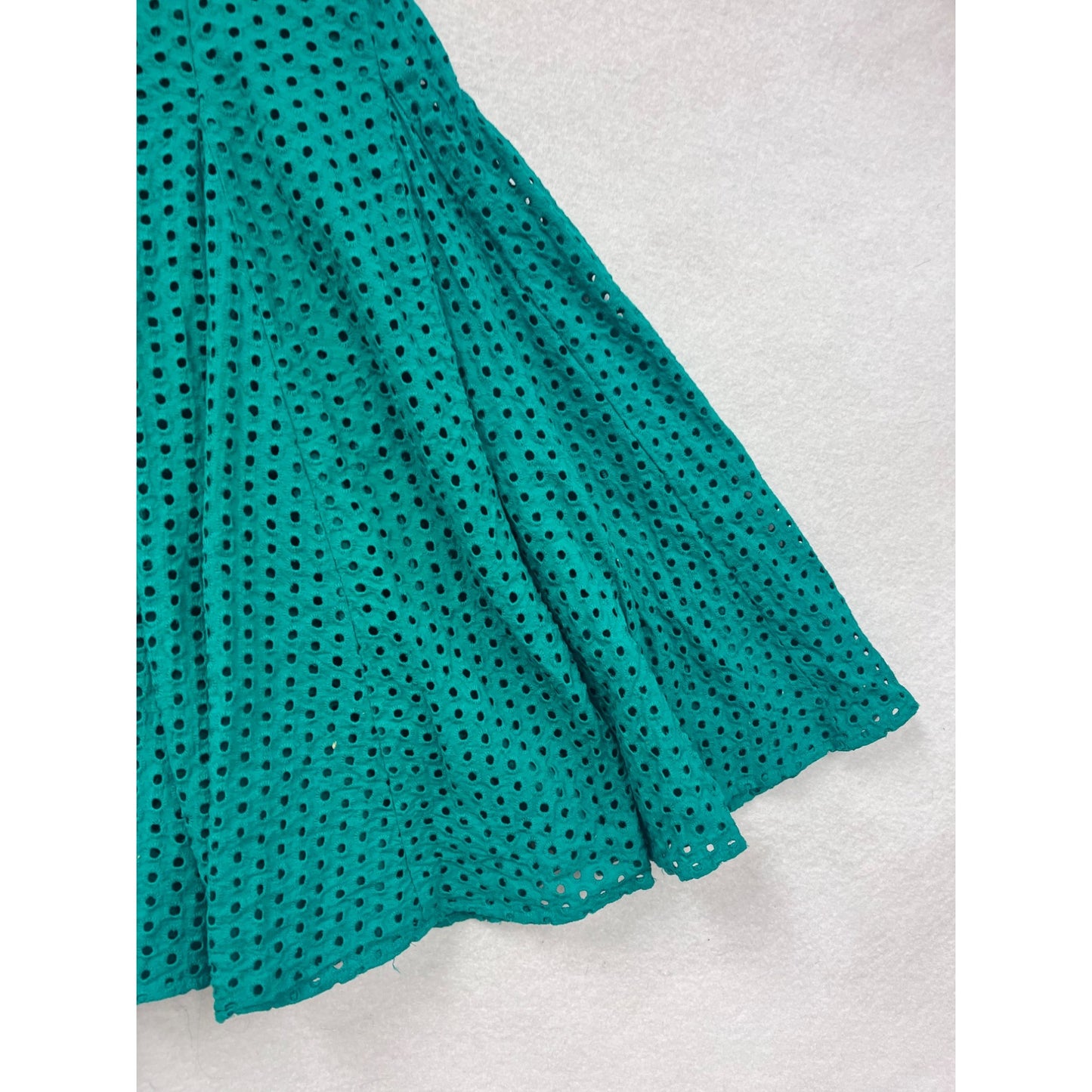 Maeve Anthropologie Teal Eyelet Fit & Flare Midi Dress #8740