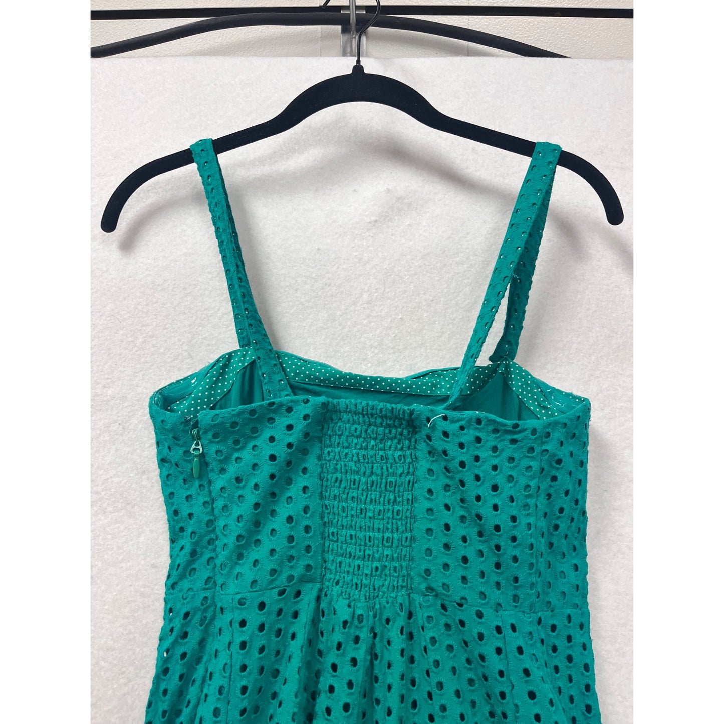 Maeve Anthropologie Teal Eyelet Fit & Flare Midi Dress #8740