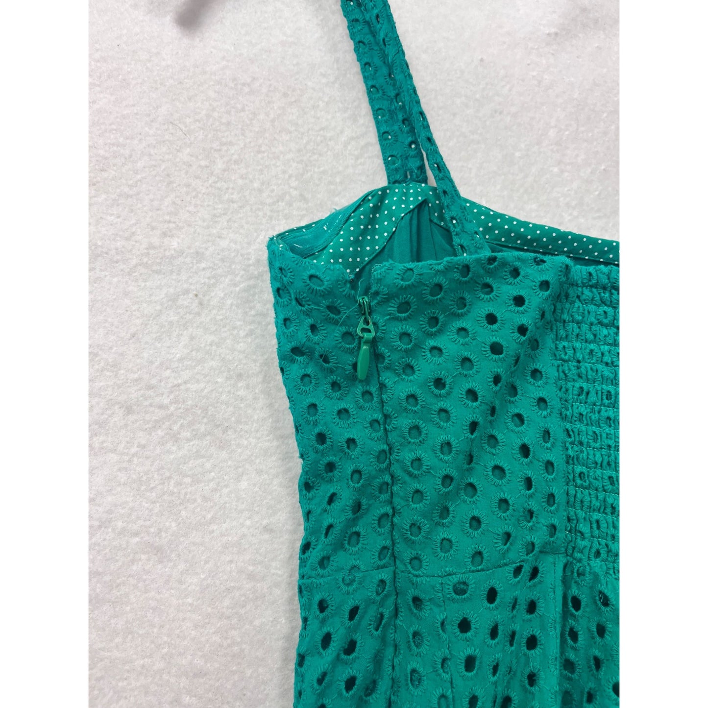 Maeve Anthropologie Teal Eyelet Fit & Flare Midi Dress #8740