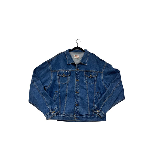 Womens XL Ely Outerwear Blue Denim Jacket With Button Front #56A