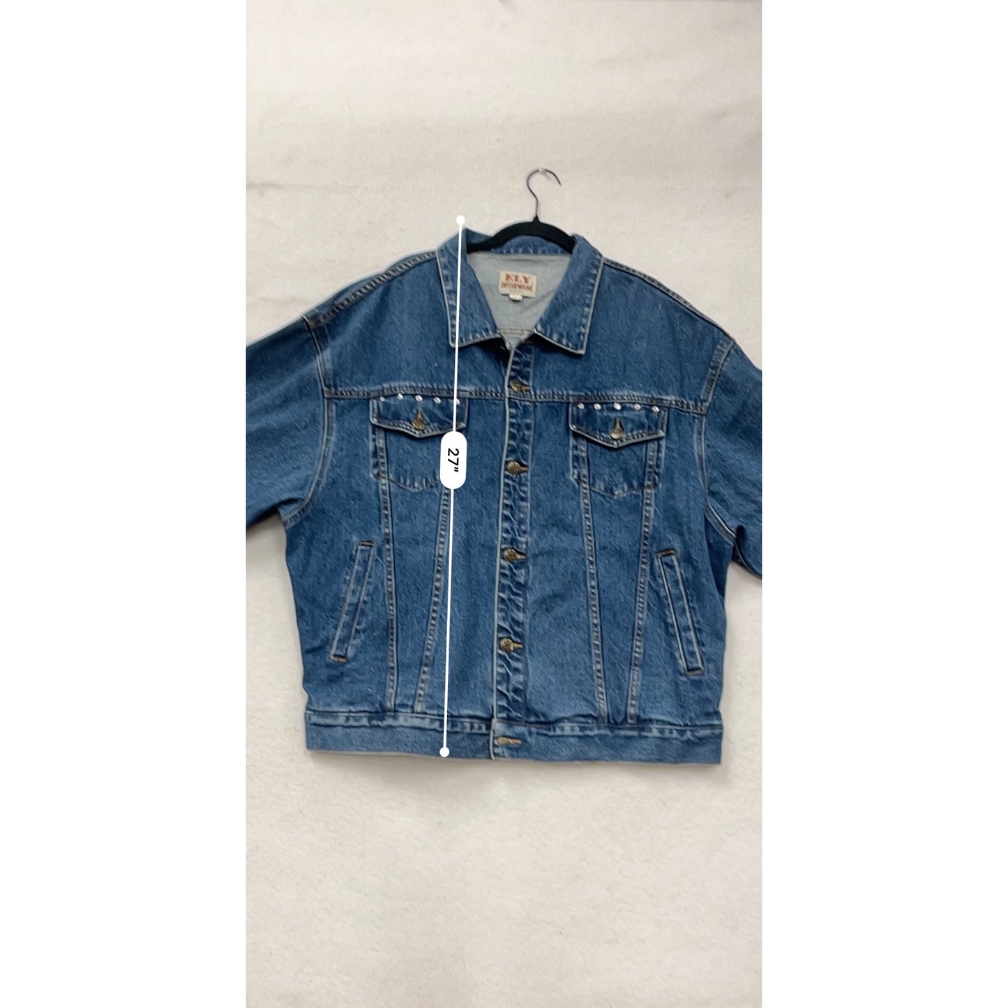 Womens XL Ely Outerwear Blue Denim Jacket With Button Front #56A