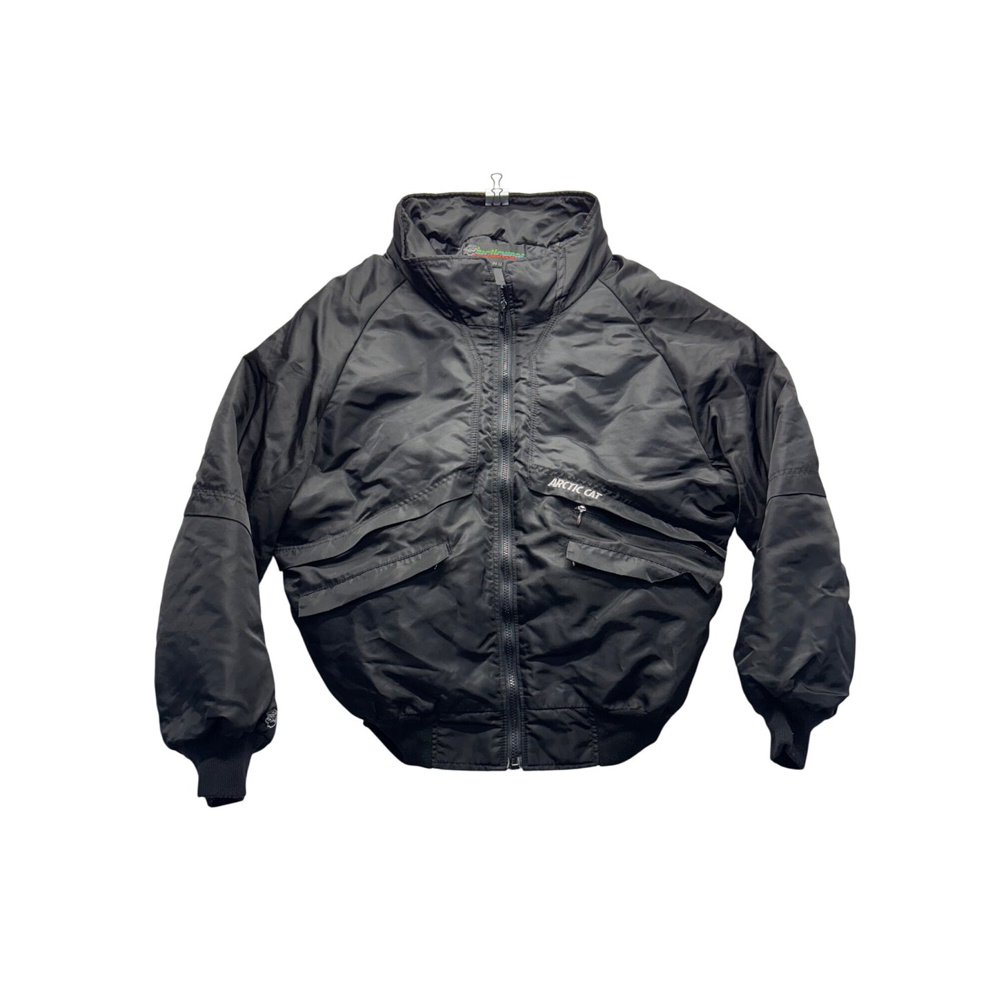 Arctic Cat Arcticwear Black Bomber Jacket Nylon Insulated L #9460