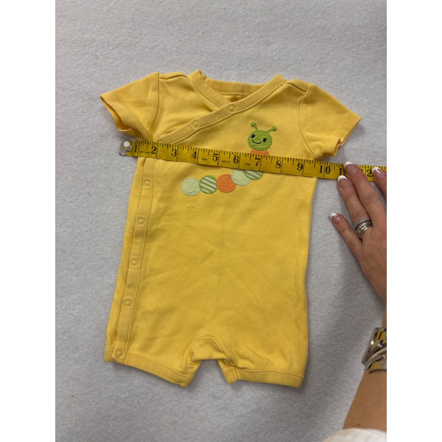 Gymboree Baby Yellow Romper Caterpillar Design Snap Closure 100% Cotton Short Sleeve 3-6month #6975