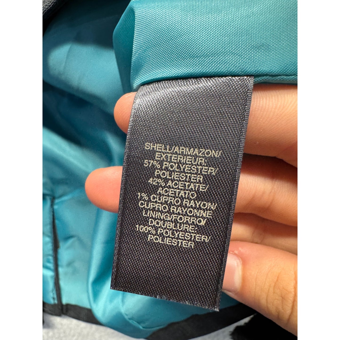 Liz Claiborne Gray Pinstripe Blazer Jacket Petite 4 Two-Button Pockets #9416