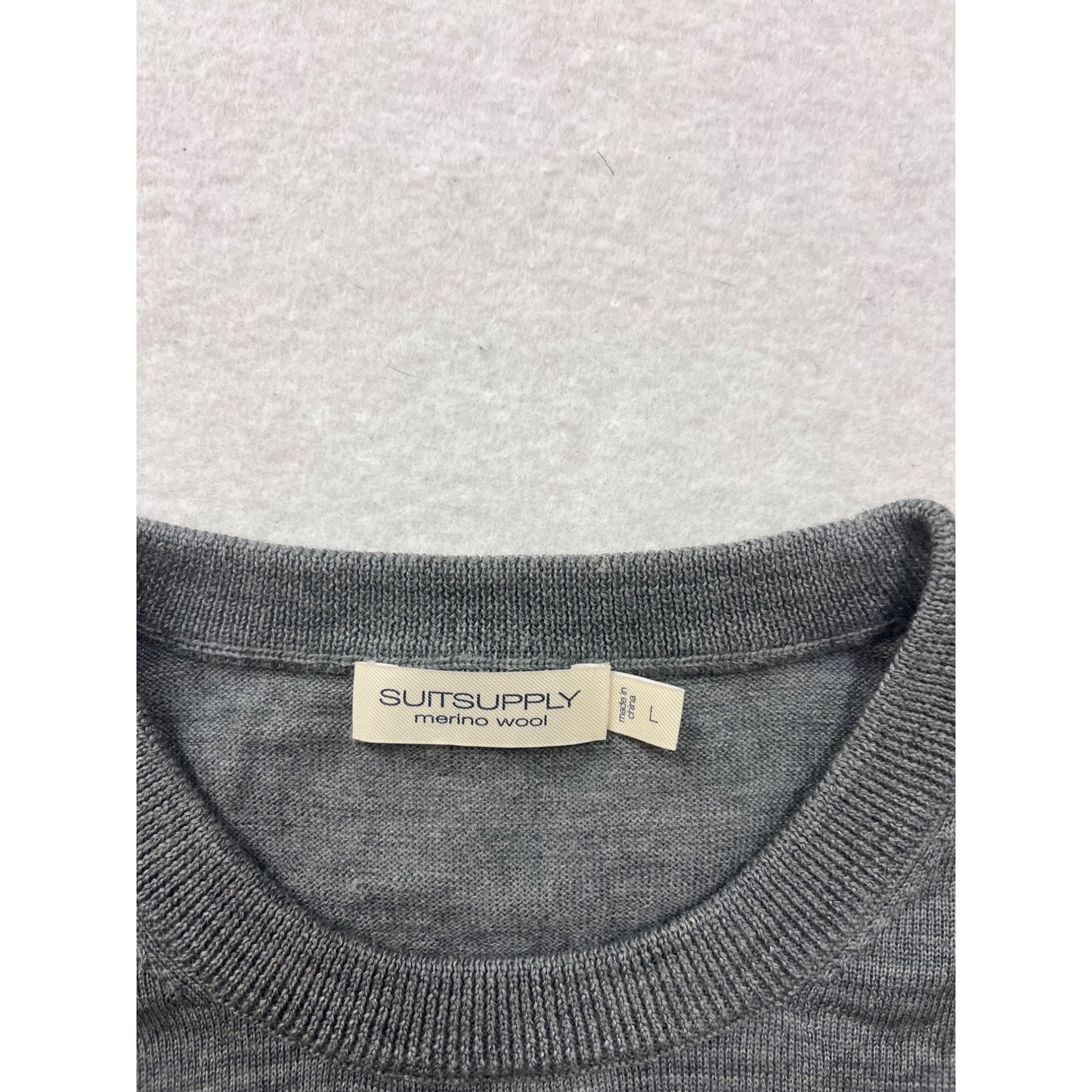 Suitsupply Grey Merino Wool Crewneck Sweater Size L #8326