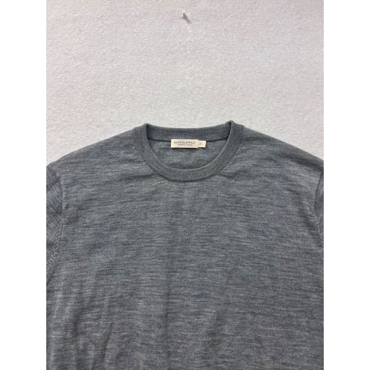 Suitsupply Grey Merino Wool Crewneck Sweater Size L #8326