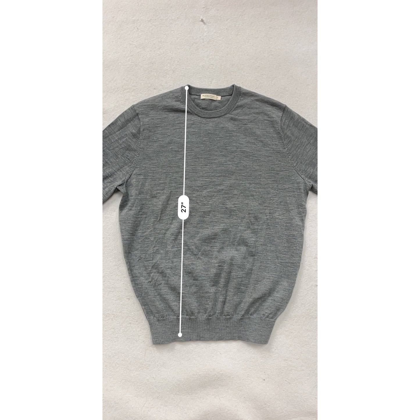 Suitsupply Grey Merino Wool Crewneck Sweater Size L #8326