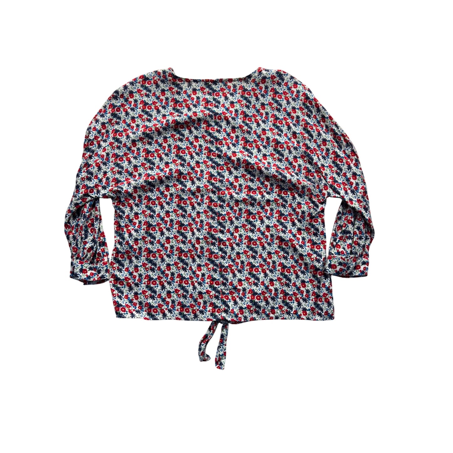 Beachlunchlounge Floral V-Neck Tie-Front Blouse XS 242B