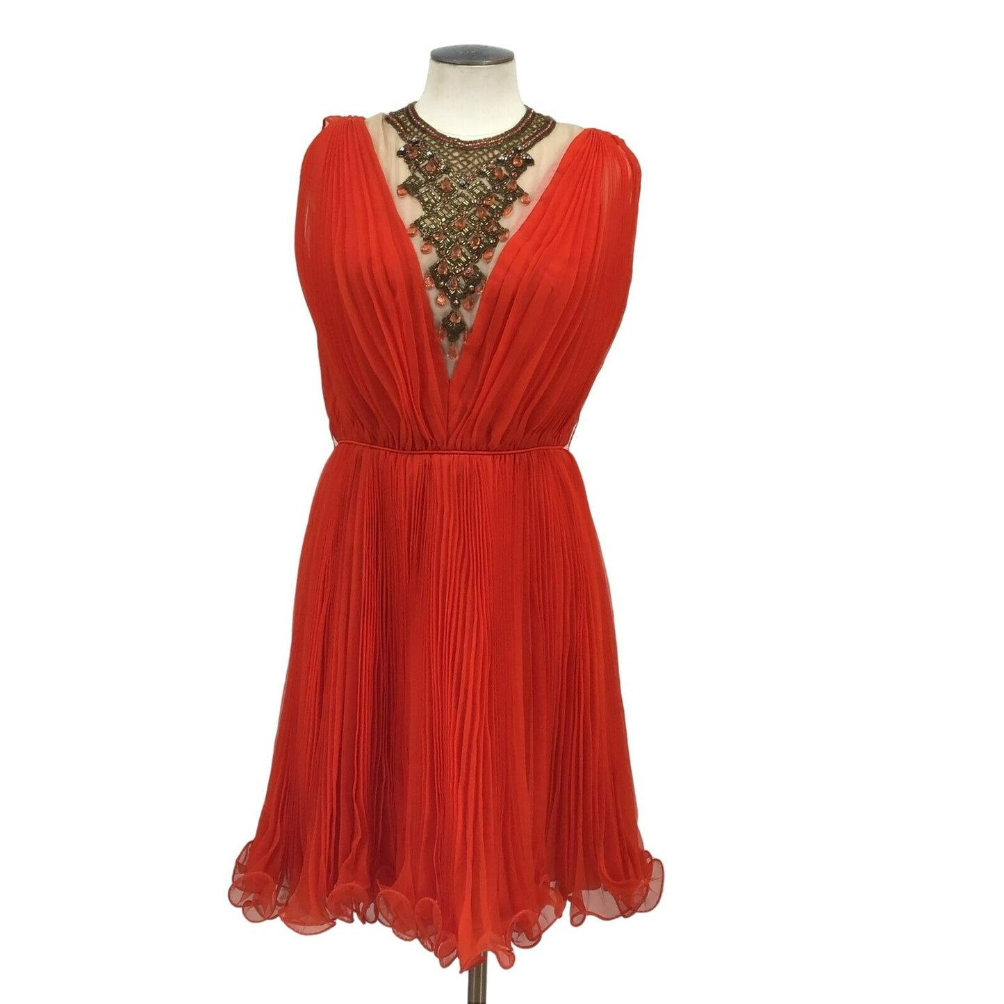 VTG 60s Jack Bryan California Silk Chiffon Orange Cocktail Dress