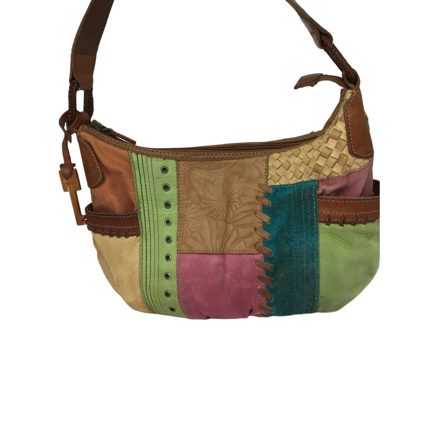 Vintage Leather Patchwork Shoulder Bag